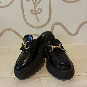 Steve Madden Chunky Mule Loafers with Gold Metal Detail